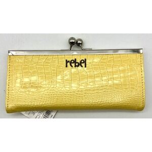 Vintage Women's Wallet Faux Alligator‎ Skin Yellow